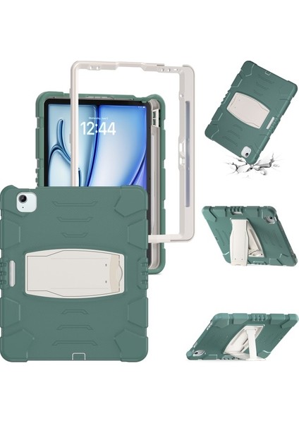 iPad Air 13 2024 / iPad Pro 12.9 2022 / 2021 Pc+Silikon Stand Tablet Kılıfı (Yurt Dışından)