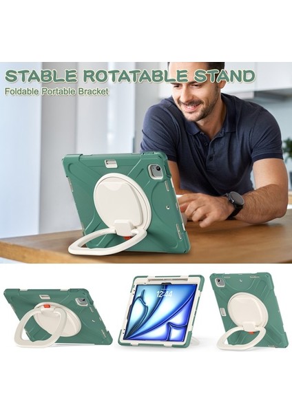 iPad Air 13 2024 / iPad Pro 12.9 2022 / 2021 Tpu+Pc+Silikon Tablet Kılıfı Stand (Yurt Dışından)