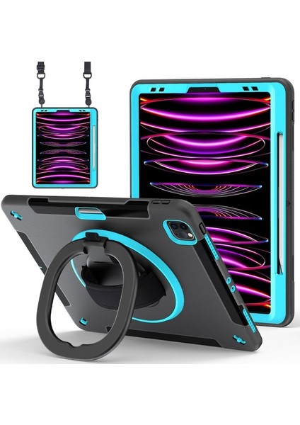 Apple iPad Pro 12.9 Pc+Tpu Tablet Kılıfı, Kalem Yuvası ile Stand Cover, Strap (Yurt Dışından)