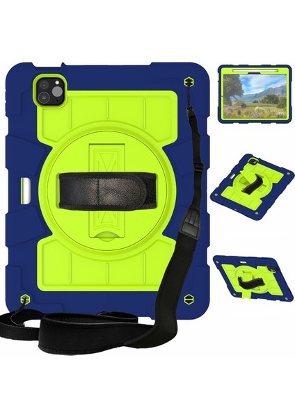 iPad Pro 11 2024 Stand Kılıf Pc+Tpu Omuz Askılı Tablet Kılıfı (Yurt Dışından)
