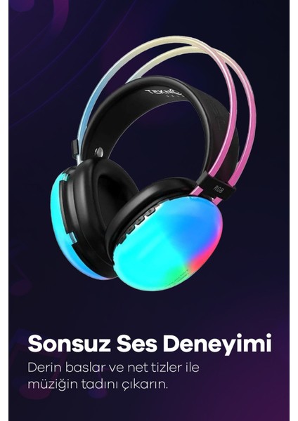 Kablosuz Oyuncu Kulaklığı 7.1 Full Rgb Işıklı Stereo Profesyonel Ses Kulaküstü Mikrofonlu Gaming modelleri