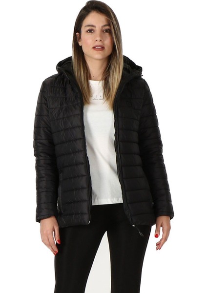 Fiona Kapşonlu Kadın Siyah Şişme Mont 602 T42-K modelleri