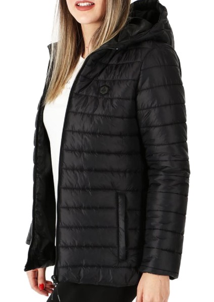 Fiona Kapşonlu Kadın Siyah Şişme Mont 602 T42-K indirimleri