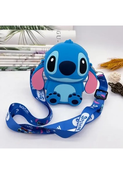 Kawaii Disney Dikiş Crossbody Silikon Çanta Ayarlanabilir Omuz Askısı ile Fermuar Karikatürü Dikiş Para Cüzdan Cüzdan Çantası Renk: Mavi Dikiş B (Yurt Dışından)