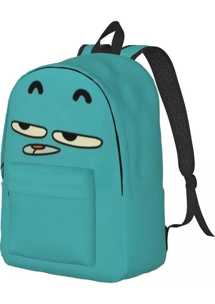 Gumball Sakız Topu Wattson Muhteşem Karikatür Sırt Çantası Orta Yüksek Kolej Okulu Öğrenci Kitap Çantası Erkek Kadınlar Gündüz Çantası Yürüyüşü: S 30X14X40 cm (Yurt Dışından)