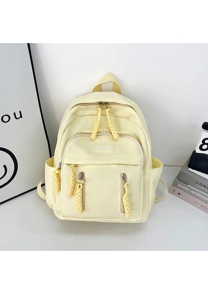 Yeni Düz Renkli Kadınlar Su Geçirmez Naylon Sırt Çantası Genç Kız Omuz Seyahat Çantası Okulu Sırt Çantası Için Basit Okul Çantası: Sarı (Yurt Dışından)