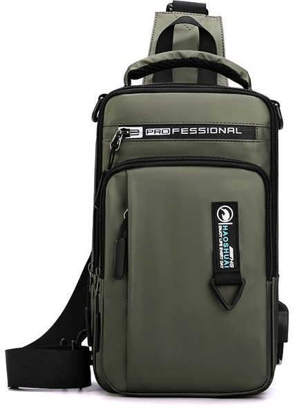Yeni Erkek Çok Fonksiyonlu Göğüs Çantası Eğlence Omuz Crossbody Çanta USB Şarj Göğüs Çantası Hırsızlık Önleyici (Yurt Dışından)