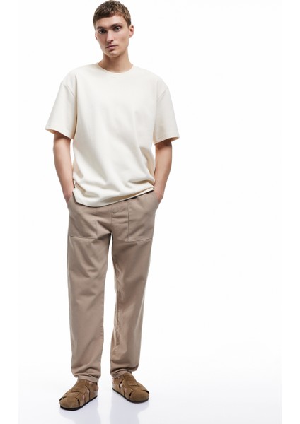 Beli Bağcıklı Cep Detaylı Pamuklu Chino Pantolon