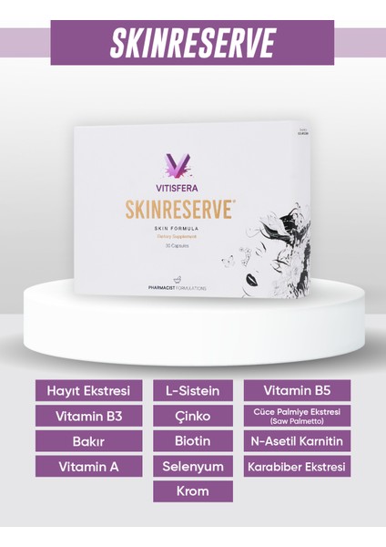 Skinreserve 30 Kapsül Cüce Palmiye Ekstresi Hayıt Ekstresi Multivitamin ve Multimineral İçeren Takviye Edici Gıda