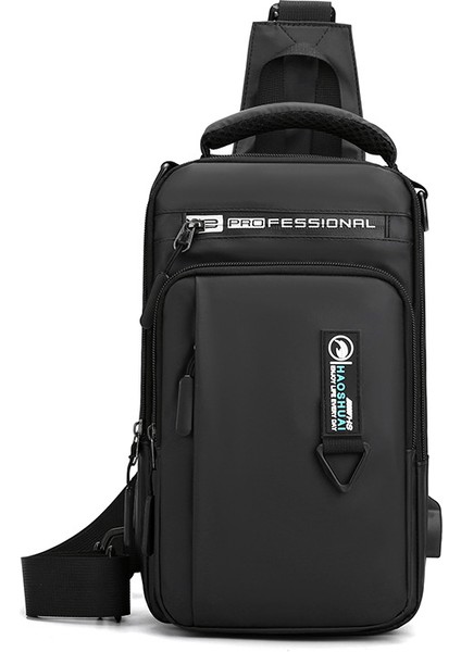 Yeni Erkek Çok Fonksiyonlu Göğüs Çantası Eğlence Omuz Crossbody Çanta USB Şarj Göğüs Çantası Hırsızlık Önleyici (Yurt Dışından)