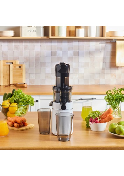 Fresh Press Slow Juicer Yavaş Sıkım Katı Meyve Sıkacağı Cream