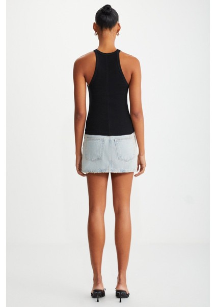 Mıssy Kadın Halter Yaka Kısa Siyah Body