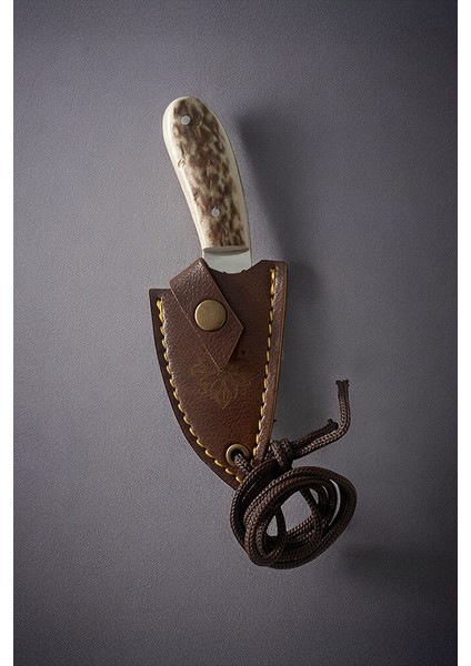 Boyun Bıçağı – 4116 Çelik, Geyik Boynuzu Sap, El Yapımı Deri Kılıf, 13.5 cm fırsatları