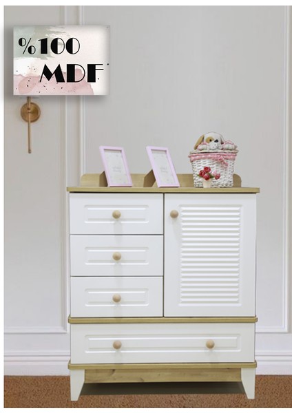 Panjur Ahşap Beyaz %100 Mdf Bebek&çocuk Şifonyer