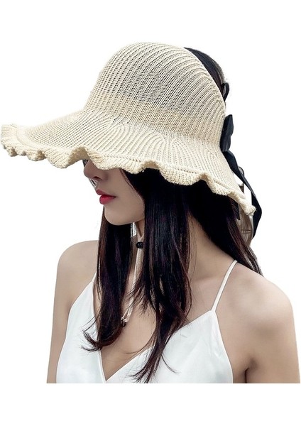 Kişiselleştirilmiş Moda Dalgalı Kenar Boş Silindir Şapka Bayanlar Güneş Şapkası (Yurt Dışından)