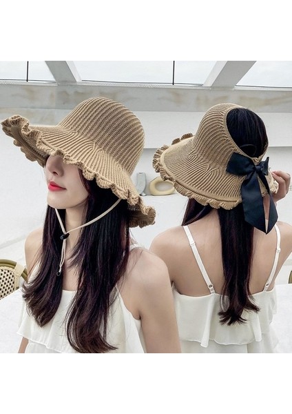 Kişiselleştirilmiş Moda Dalgalı Kenar Boş Silindir Şapka Bayanlar Güneş Şapkası (Yurt Dışından) modelleri