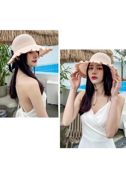 Kişiselleştirilmiş Moda Dalgalı Kenar Boş Silindir Şapka Bayanlar Güneş Şapkası (Yurt Dışından) indirimleri