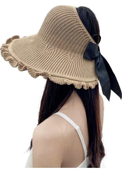 Kişiselleştirilmiş Moda Dalgalı Kenar Boş Silindir Şapka Bayanlar Güneş Şapkası (Yurt Dışından)