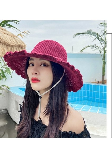 Kişiselleştirilmiş Moda Dalgalı Kenar Boş Silindir Şapka Bayanlar Güneş Şapkası (Yurt Dışından) fırsatları