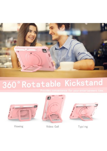 iPad Pro 11 2024 Döner Destek Standı Pc+Silikon Tablet Kılıfı ve Omuz Askısı (Yurt Dışından) fiyatları