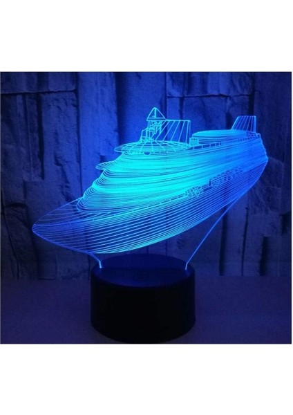 3D Illüzyon Gece Lambası LED Gece Gemi Yat Gel (Yurt Dışından)