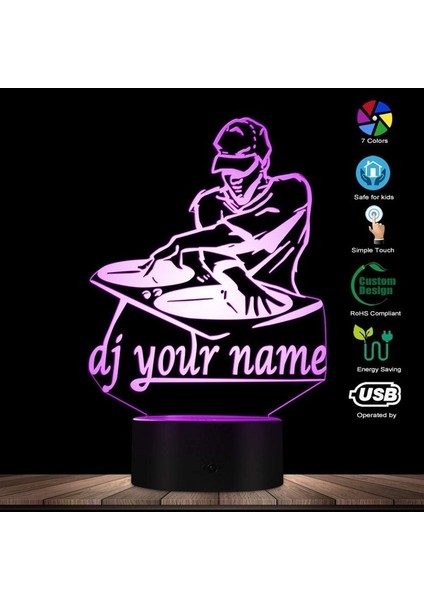 Dj Adınız Özel Gece Lambası Gif (Yurt Dışından) modelleri