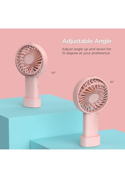 El Fanı, Mini El Fanı Kişisel Taşınabilir Fan 3 Hız Ayarlanabilir Açı Çıkarılabilir Taban Ipi USB Şarjlı Pembe (Yurt Dışından)