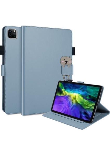 iPad Pro 11 2020 Stand Kart Kartı Tutucu Karikatür Hayvan Desen Deri Kapağı (Yurt Dışından)