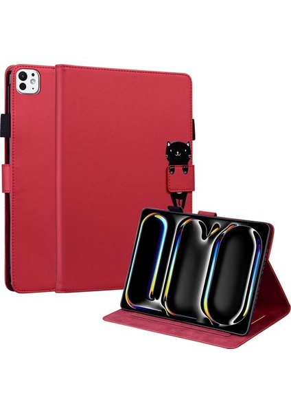 iPad Pro 11 2024 Kart Yuvalı Standlı Kılıf Deri Tablet Kılıfı (Yurt Dışından)