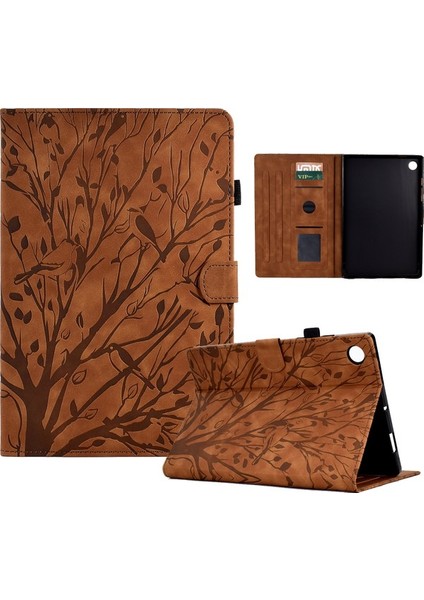 Samsung Galaxy Sekmesi Için A8 10.5 2021 X200 X205 / 2022 Stand Tablet Kılıf Deri Kart Tutucu Ağaç Kapağı (Yurt Dışından)