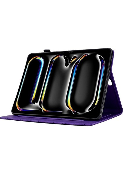 iPad Pro 11 2024 Kart Yuvaları Standı Eşkenar Dörtgen Otomatik Uyandırma / Uyku Deri Tablet Kapağı (Yurt Dışından) fırsatları