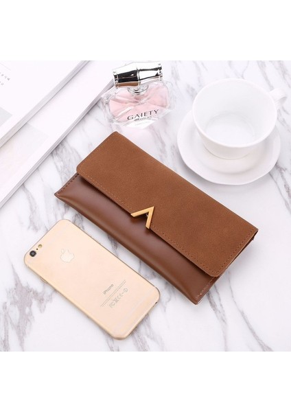 Mat Renk Bloklu Uzun Kadın Cüzdanı (Yurt Dışından) modelleri