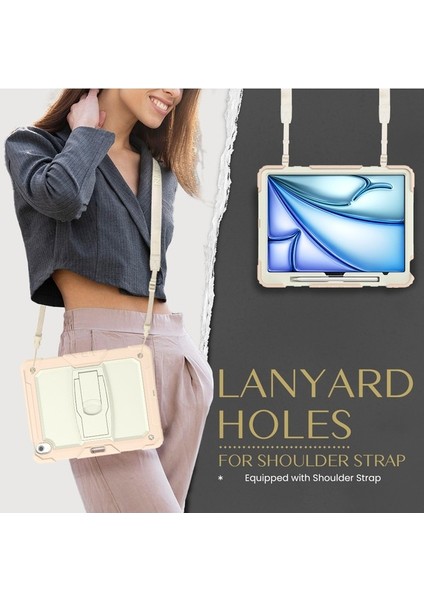 iPad Air 13 2024 Pc+Silikon Stand Kalem Yuvası Omuz Askılı Tablet Kılıfı (Yurt Dışından) fırsatları