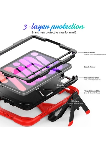Apple Pad Mini 2021 Anti-Drop Pc + Silikon Kılıf Kazanmaya Dayanıklı Stand Tablet Kapak (Yurt Dışından)