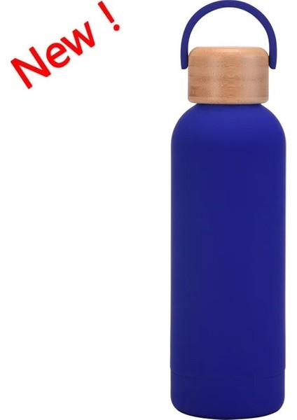 Tcherchı 500 ml Küçük Ağız Termos Bardak Taşınabilir Saplı Bambu Ahşap Kapak Vakum Çift Paslanmaz Çelik Basit Açık Spor Su Şışesı (Yurt Dışından)