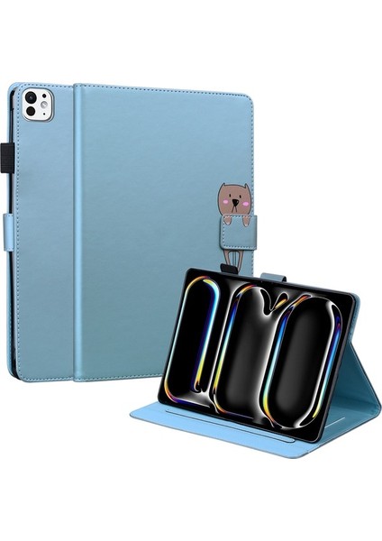 iPad Pro 13 2024 Tablet Standı Deri Kapak Kart Yuvaları (Yurt Dışından)
