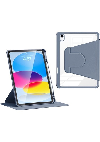 iPad 10.9 2022 Çizgiye Karşı Pu Deri+Akrilik+Tpu Otomatik Uyandırma / Uyku Tablet Kapağı (Yurt Dışından)