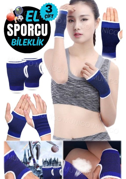 3 Çift Kaymaz ve Şok Emici, Spor Aktivite Koruması El Bileği Bandajı Önleyici Spor Korumas