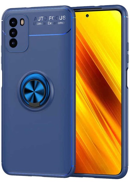 Xiaomi Poco M3 Kılıf Crcr Ravel Silikon Kapak-Mavi