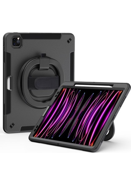Apple iPad Pro 12.9 Pc+Tpu Tablet Kılıfı, Kalem Yuvası ile Stand Cover, Strap (Yurt Dışından)