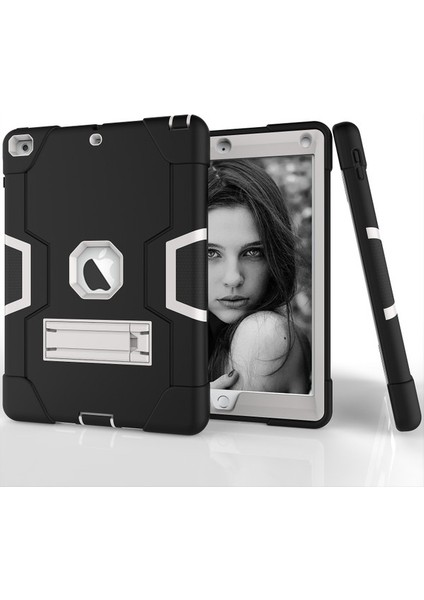 iPad 9.7 2018 Için Tablet Kılıfı - Siyah / Açık Gri (Yurt Dışından)