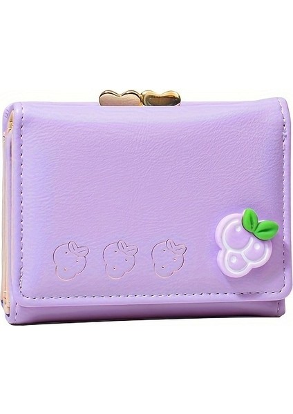 Kadın Kısa Üç Katlı Düz Renk Cüzdan (Yurt Dışından)