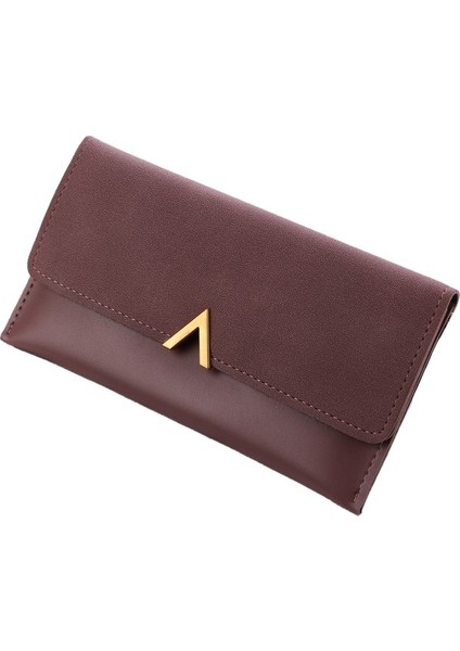 Mat Renk Bloklu Uzun Kadın Cüzdanı (Yurt Dışından)