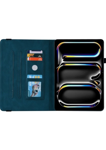 iPad Pro 11 2024 Pu Deri Tablet Çizilmez Kart Yuvaları Flip Tablet Kapağı (Yurt Dışından)