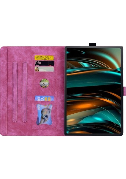 Lenovo Xiaoxin Pad Pro 12.7 Inç Kart Yuvaları Deri Tablet Standı Folyo Kapak (Yurt Dışından)