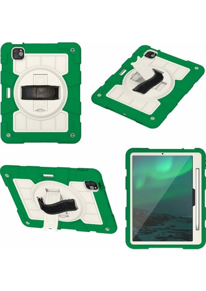 iPad Pro 11 2024 Stand Kılıf Pc+Tpu Omuz Askılı Tablet Kılıfı (Yurt Dışından)