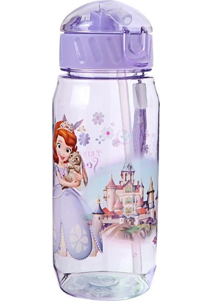 Karikatür Pipetli Su Şişesi 450 ml (Yurt Dışından)