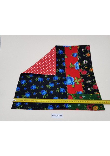 Elite Ekmeklik-Ekmek Örtüsü-Mavi Köşe Güllü Kırkyama Pamuklu Divitin 47 x 47 cm BEG_4403 1 Adet