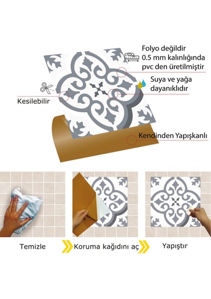 Kendinden Yapışkanlı Geometrik 09 Desenli Pvc Karo 30X30 cm (33 Adet) 3m2