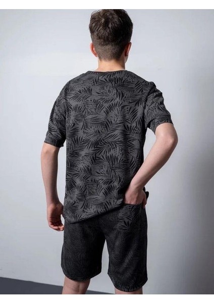 Erkek Çocuk Palmiye Desenli T-Shirt Şortlu Takım modelleri